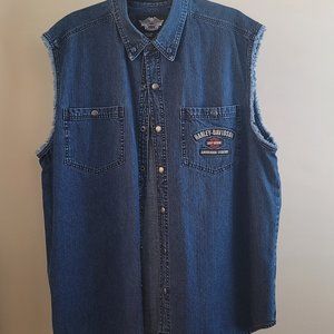 Harley-Davidson Men's XXL Sleeveless Denim Shirt